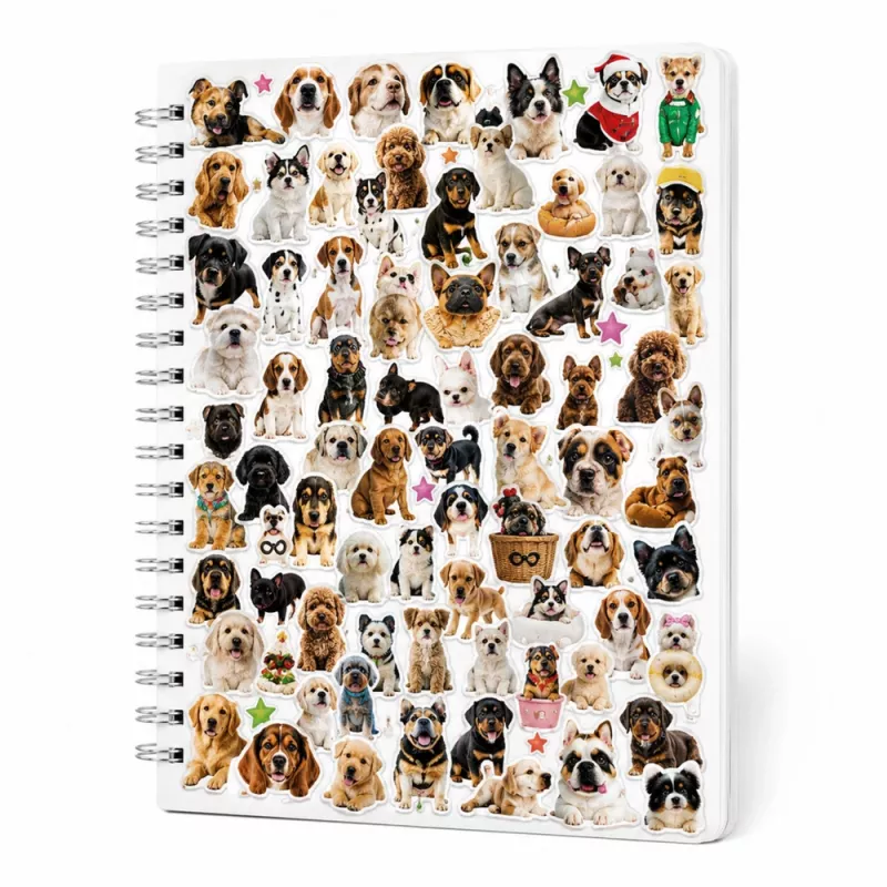 LEAN Livro de Autocolantes Raças de Cães Álbum de 800 Autocolantes Brilhante Mate