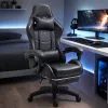Cadeira de escritório e gaming giratória LEAN com apoio para os pés e almofadas, preta