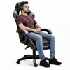 Cadeira de escritório e gaming giratória LEAN com apoio para os pés e almofadas, preta e cinzenta