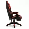 Cadeira de escritório e gaming giratória LEAN com apoio para os pés e almofadas, preta e vermelha