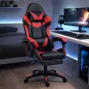 Cadeira de escritório e gaming giratória LEAN com apoio para os pés e almofadas, preta e vermelha