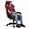 Cadeira de escritório e gaming giratória LEAN com apoio para os pés e almofadas, preta e vermelha