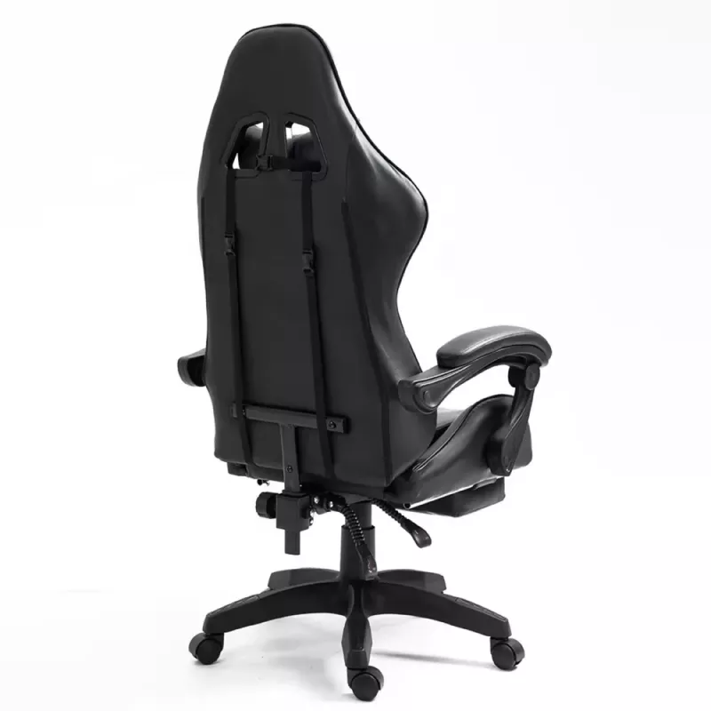 Cadeira de escritório e gaming giratória LEAN com apoio para os pés e almofadas, preta e branca