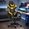 Cadeira de escritório e gaming giratória LEAN com apoio para os pés e almofadas, preta e amarela