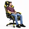 Cadeira de escritório e gaming giratória LEAN com apoio para os pés e almofadas, preta e amarela