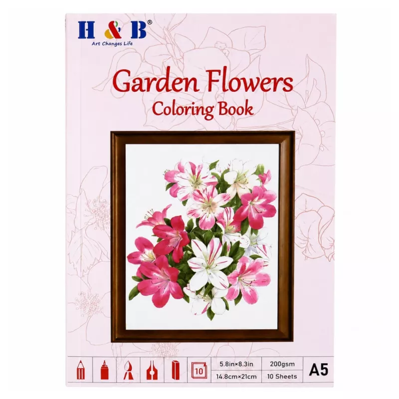 LEAN Estojo com três compartimentos, livro de colorir com flores, afia-lápis, borracha, lápis de cor - 72 peças