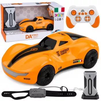 LEAN TOYS Carro RC Drift 1:16 2,4 GHz 4WD com Efeito de Fumo, Luzes LED e Som, Laranja