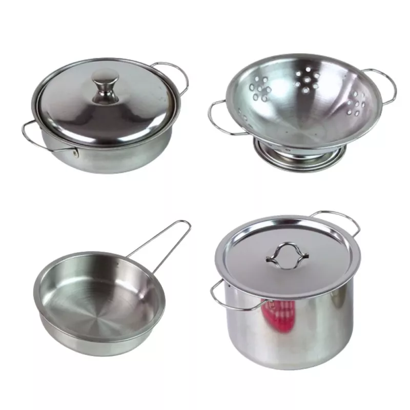 LEAN TOYS Conjunto de 15 peças de louça de cozinha de faz de conta para crianças a partir dos 3 anos | panelas, frigideiras, utensílios, pratos, canecas, tábua de corte e alimentos de brinquedo | plástico ABS multicolor | brinquedo de cozinha de faz de conta