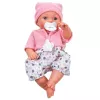 Boneca bebé LEAN TOYS 24440 com gorro, camisola e chupeta, efeitos sonoros (35 cm)