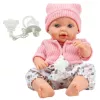 Boneca bebé LEAN TOYS 24440 com gorro, camisola e chupeta, efeitos sonoros (35 cm)