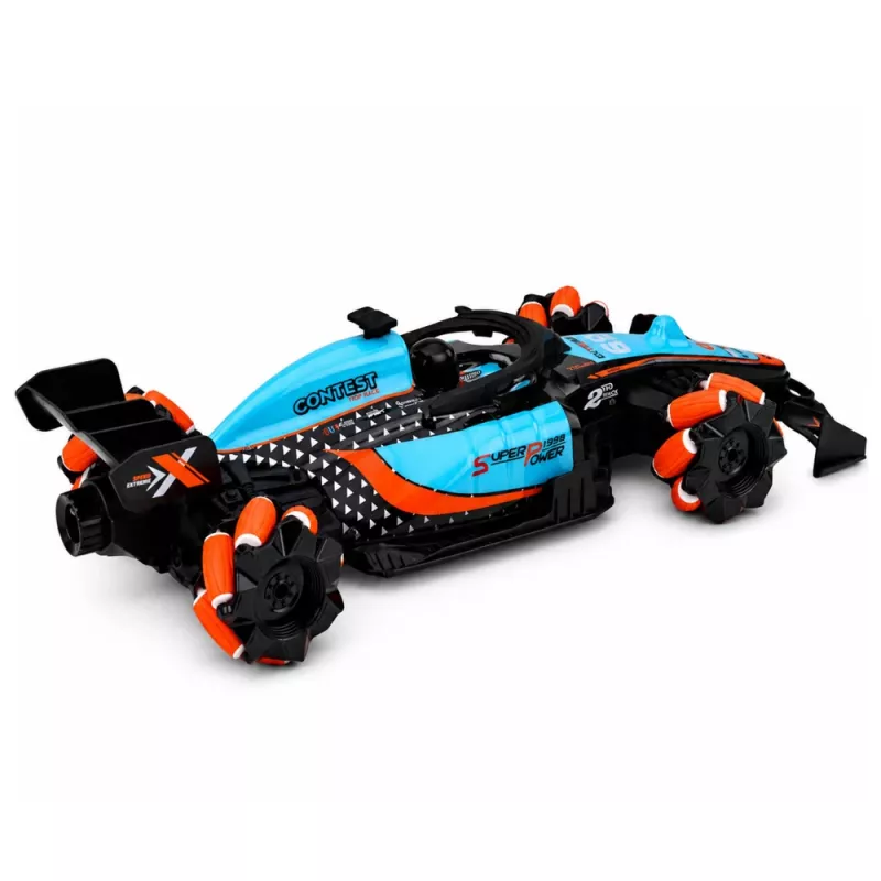 LEAN TOYS 29711 carro de acrobacias RC 1:10 4WD com rotação 360°, luzes LED e efeito de fumo (preto/vermelho)