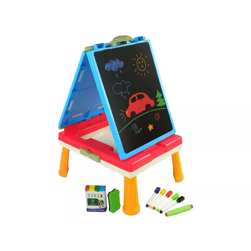 LEAN TOYS Quadro magnético e de giz 3 em 1, mesa azul para jogos