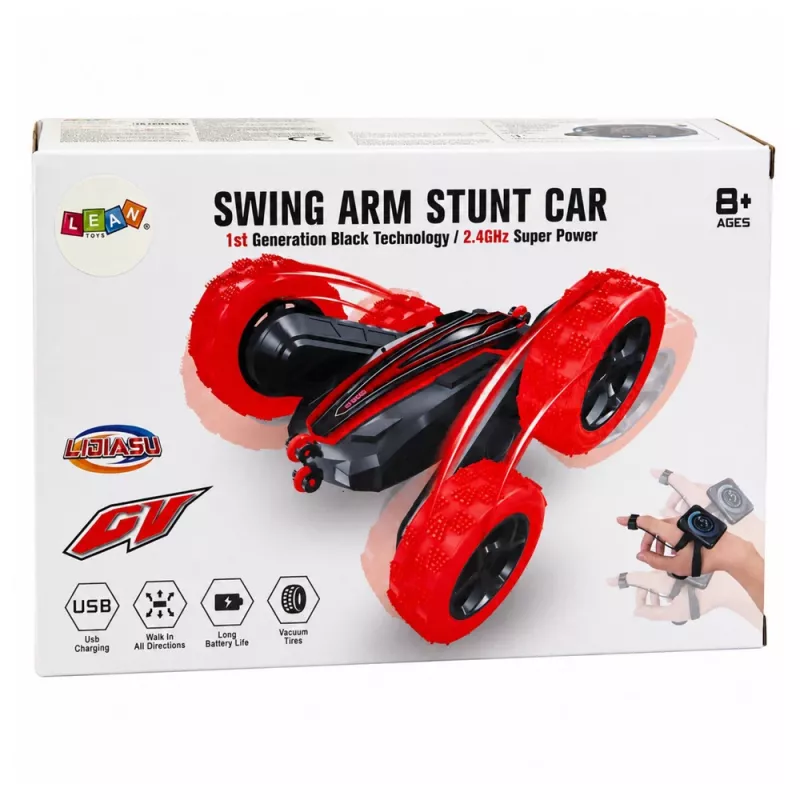 LEAN TOYS Carro de acrobacias RC com controlo por gestos 360° vermelho