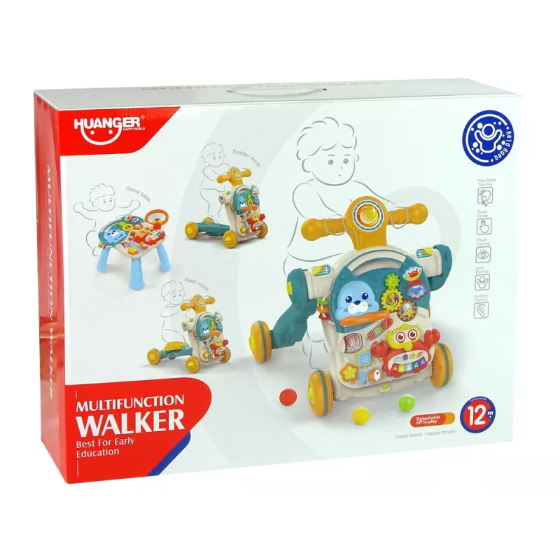 LEAN TOYS 4 em 1 carrinho de passeio andador triciclo bicicleta para bebés azul
