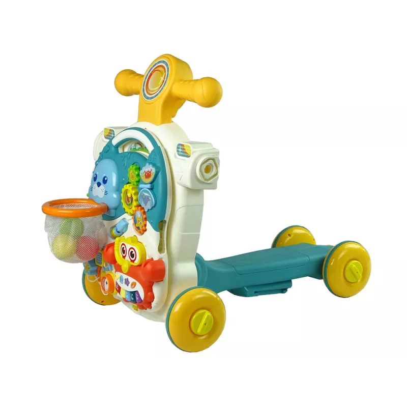 LEAN TOYS 4 em 1 carrinho de passeio andador triciclo bicicleta para bebés azul