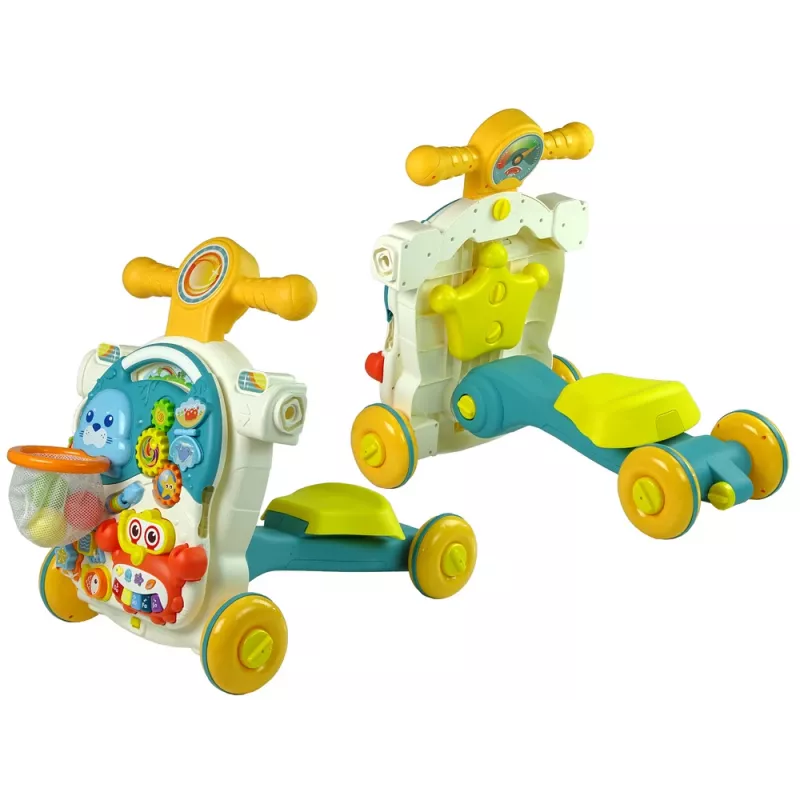 LEAN TOYS 4 em 1 carrinho de passeio andador triciclo bicicleta para bebés azul