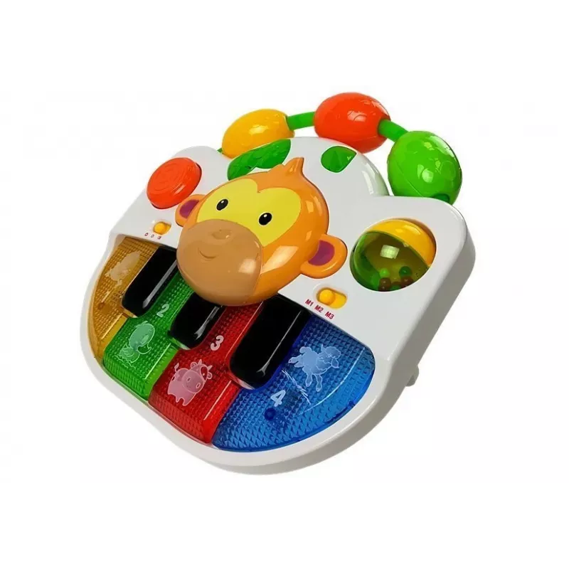 LEAN TOYS Piano com macaco para bebé - Som e luz