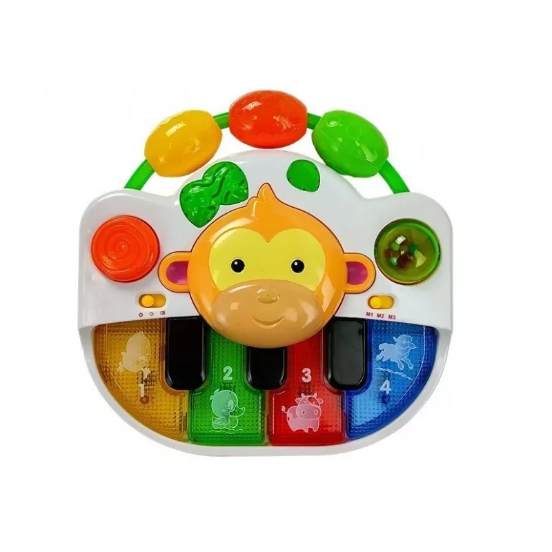 LEAN TOYS Piano com macaco para bebé - Som e luz