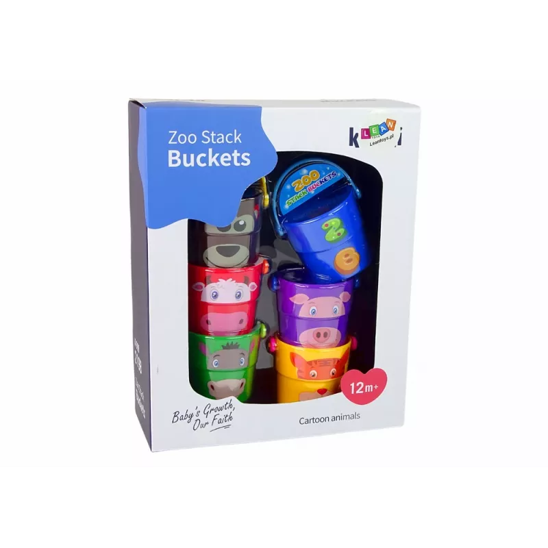 LEAN TOYS Conjunto de Baldes Coloridos com Animais - uma Pirâmide