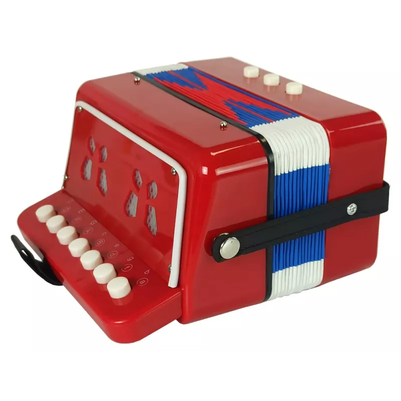 Instrumento de acordeão LEAN TOYS para pequenos músicos – vermelho, 7 teclas de soprano, diatónico, a partir dos 3 anos