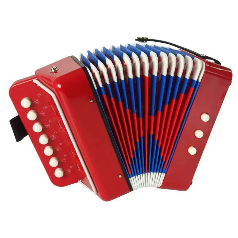 Instrumento de acordeão LEAN TOYS para pequenos músicos – vermelho, 7 teclas de soprano, diatónico, a partir dos 3 anos
