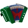 Acordeão de brinquedo LEAN TOYS para jovens músicos verde – acordeão acústico de brinquedo com 12 teclas e alça de ombro ajustável, a partir dos 3 anos