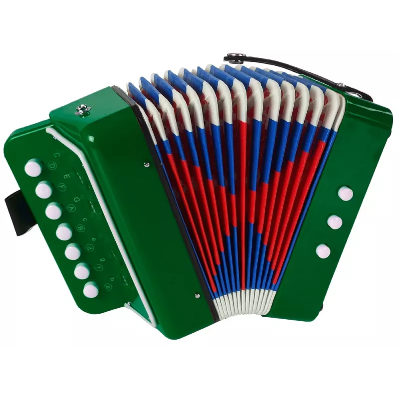 Acordeão de brinquedo LEAN TOYS para jovens músicos verde – acordeão acústico de brinquedo com 12 teclas e alça de ombro ajustável, a partir dos 3 anos
