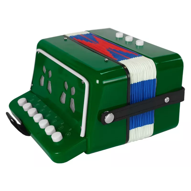 Acordeão de brinquedo LEAN TOYS para jovens músicos verde – acordeão acústico de brinquedo com 12 teclas e alça de ombro ajustável, a partir dos 3 anos