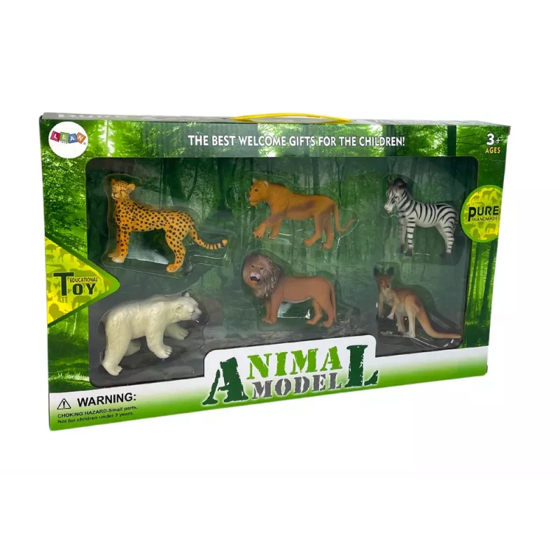 LEAN TOYS Conjunto de Figuras de Animais Selvagens de África Canguru Zebra