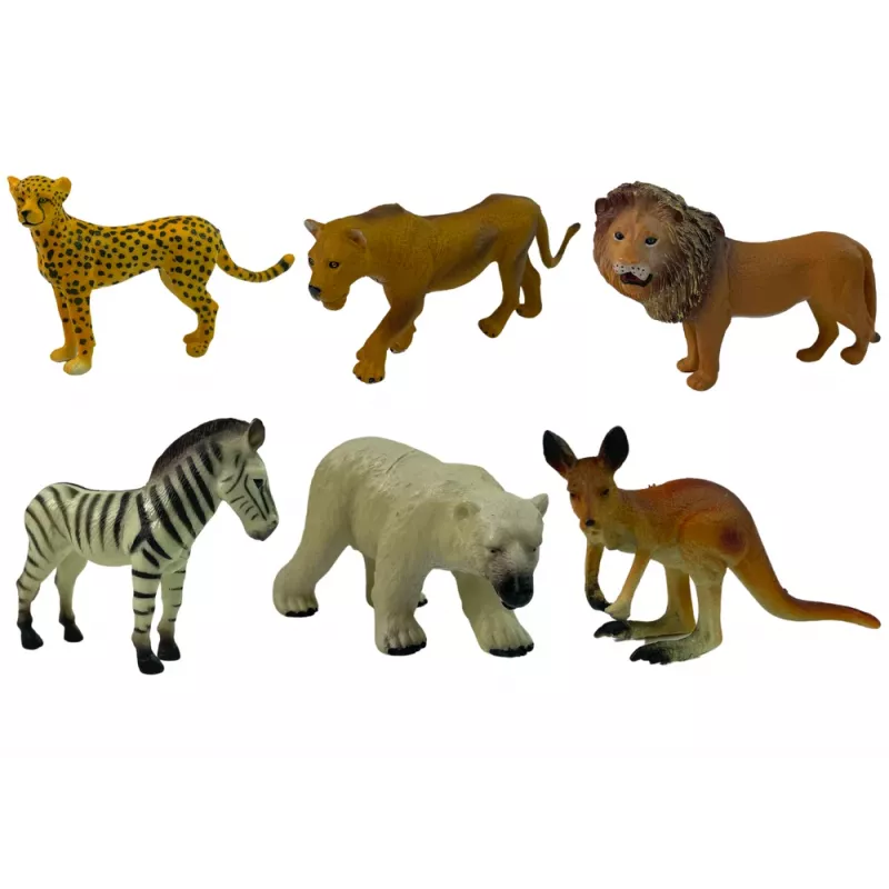 LEAN TOYS Conjunto de Figuras de Animais Selvagens de África Canguru Zebra