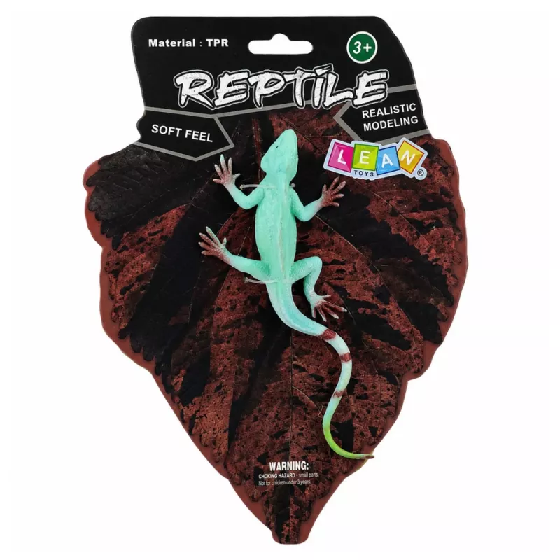 LEAN TOYS Agama Lizard Sailboat Figura de borracha esticável realista 16 cm