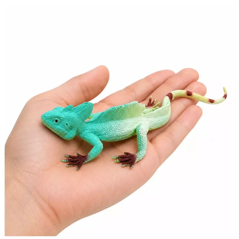 LEAN TOYS Agama Lizard Sailboat Figura de borracha esticável realista 16 cm