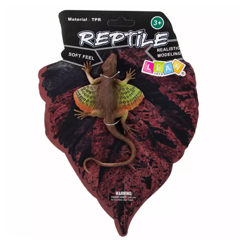 LEAN TOYS Agama Lizard Webbed Figura de borracha esticável realista 13 cm
