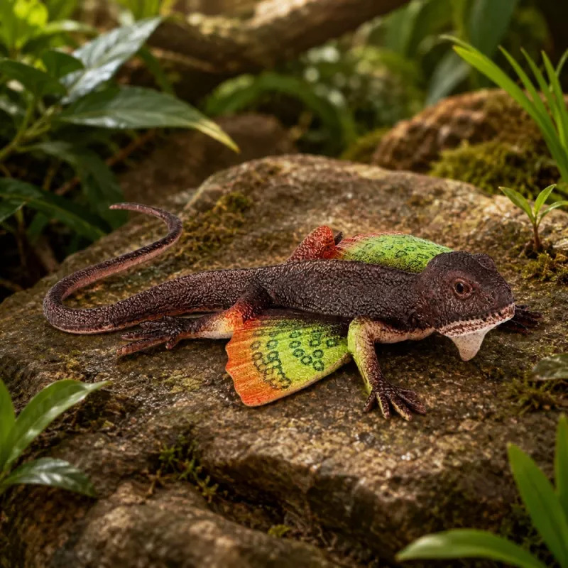 LEAN TOYS Agama Lizard Webbed Figura de borracha esticável realista 13 cm