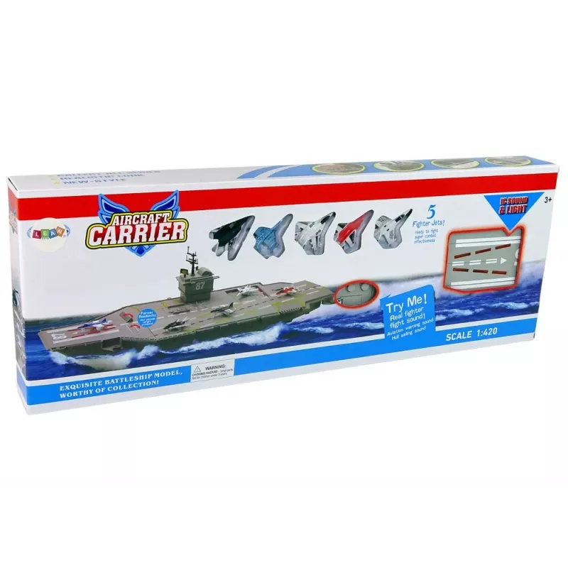 LEAN TOYS Porta-aviões com jatos 5 unid. som e luz