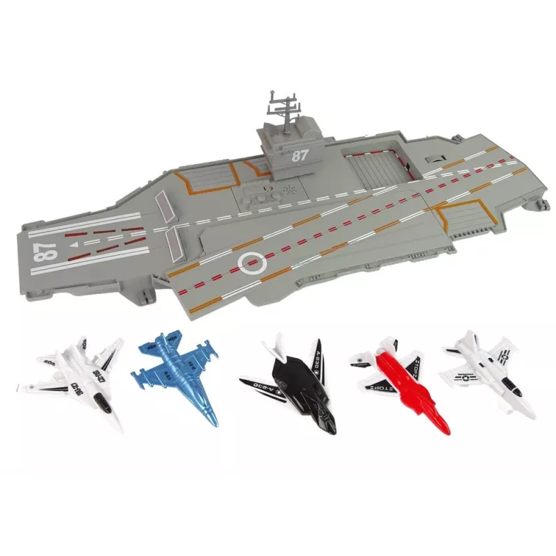 LEAN TOYS Porta-aviões com jatos 5 unid. som e luz