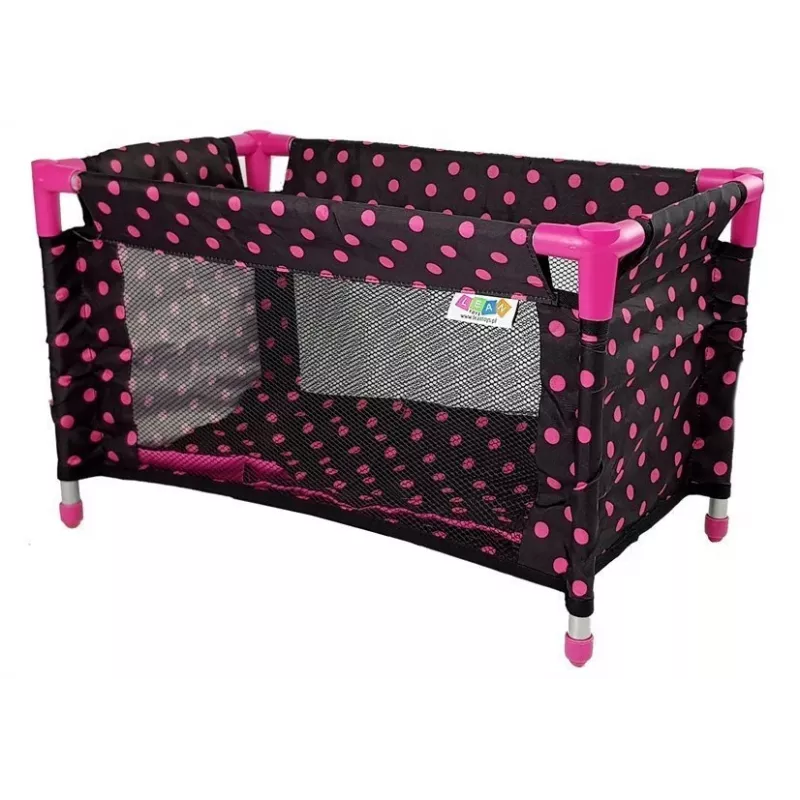 LEAN TOYS Alice Black com Cama Rosa para Bonecas