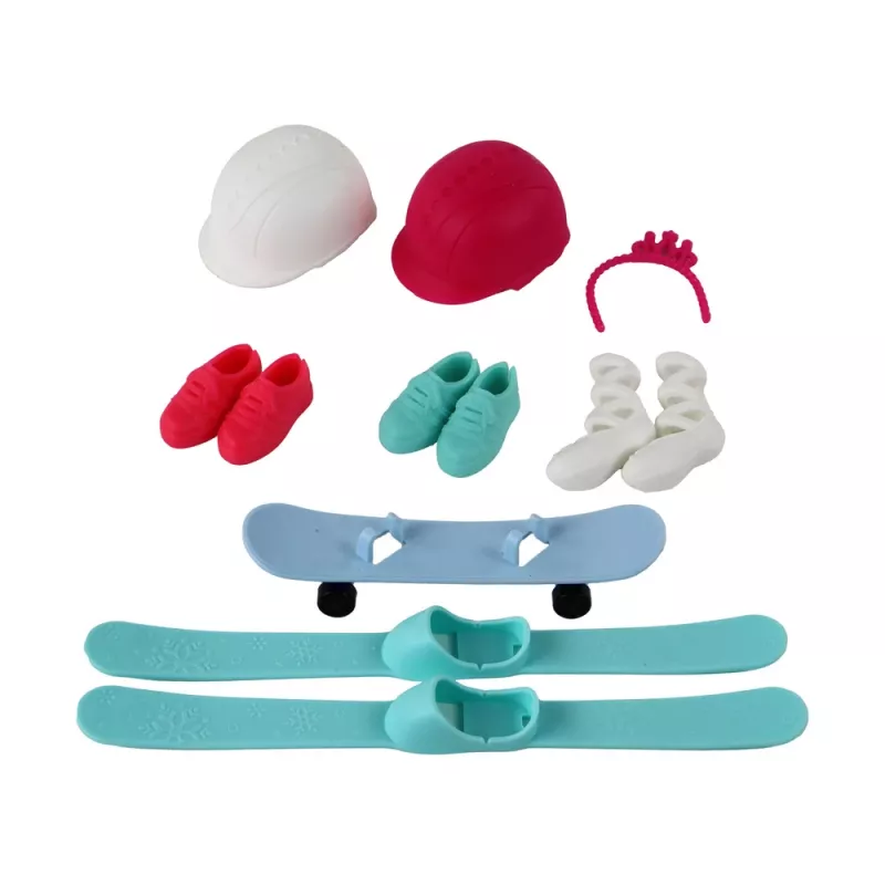 LEAN TOYS Boneca Anlily Criança 4 Acessórios de Esqui Desportivos