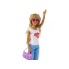 LEAN TOYS Boneca Anlily para criança com cabelo loiro comprido, mala, óculos, blusa branca