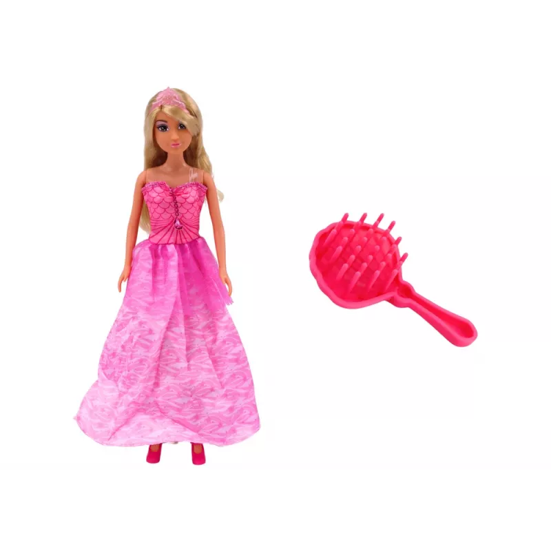 LEAN TOYS Boneca Anlily princesa sereia com vestido rosa e escova