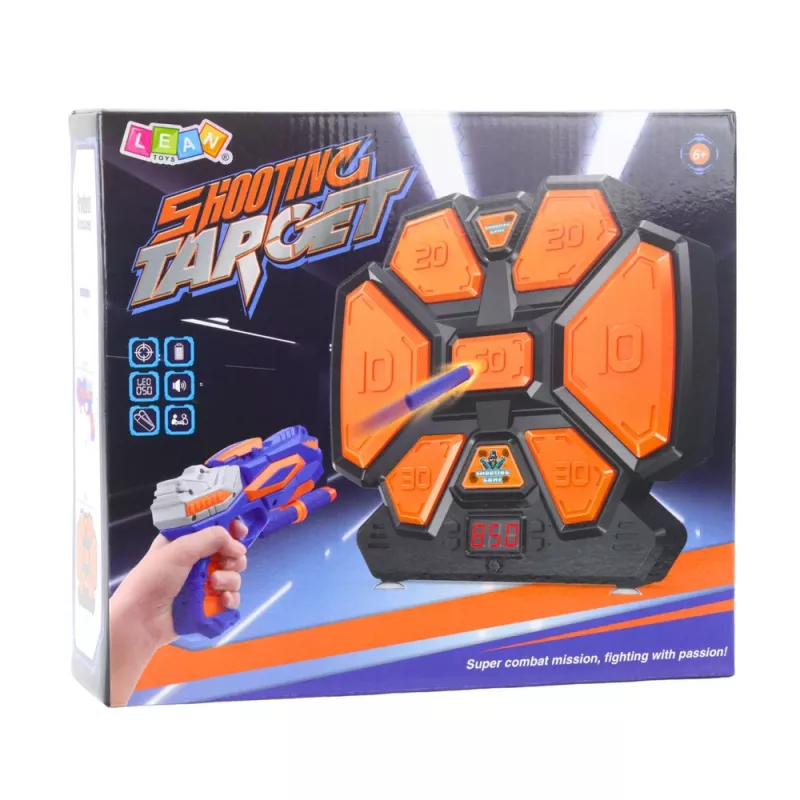 LEAN TOYS Pistola de Jogo Arcade Dardos de Espuma Alvo Eletrónico Contador