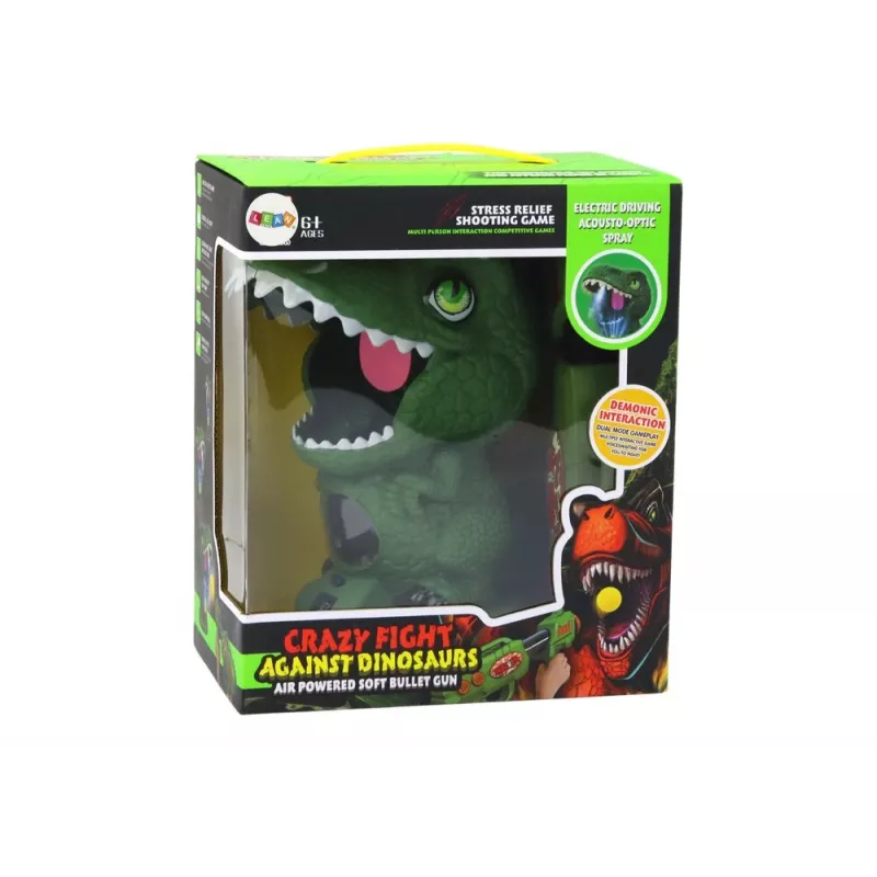 LEAN TOYS Jogo de arcada Tiro ao dinossauro verde pistola de bolas