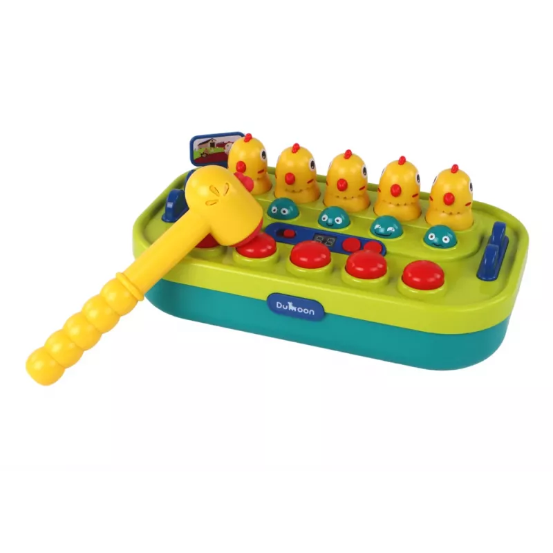 Jogo arcada Whac-a-Mole Galinhas Martelo Luzes Sons a pilhas LEAN TOYS