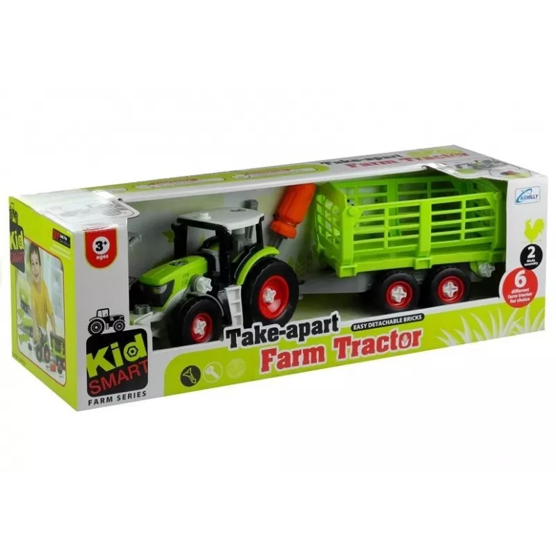 LEAN TOYS Trator de montagem com atrelado aberto 43 cm