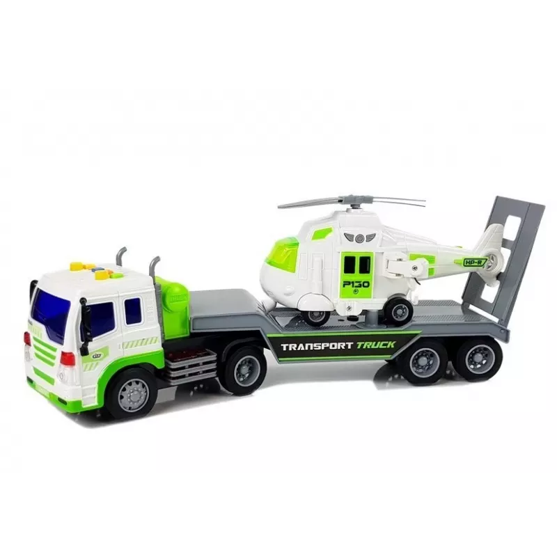 LEAN TOYS Carro transportador a pilhas 1:16 com helicóptero
