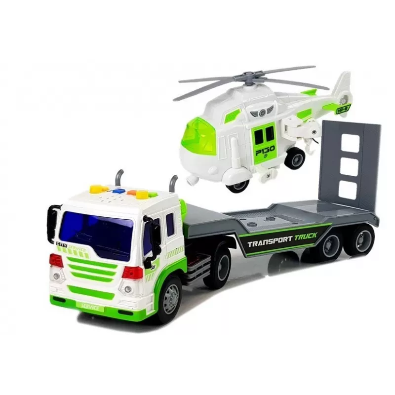 LEAN TOYS Carro transportador a pilhas 1:16 com helicóptero