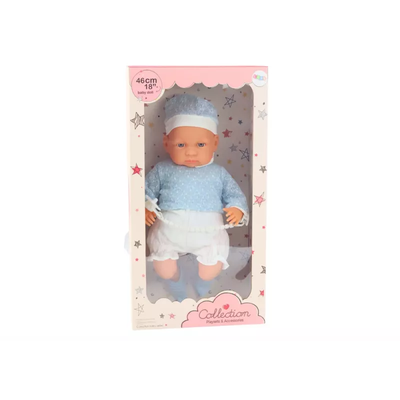 LEAN TOYS Boneca Bebé 46 cm Azul Chupeta Gorro Meias