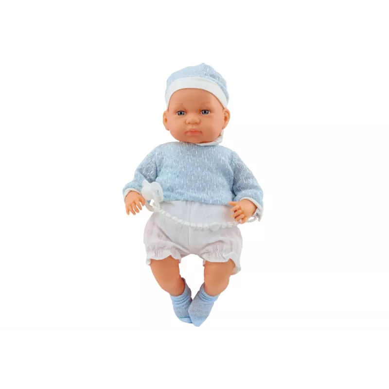 LEAN TOYS Boneca Bebé 46 cm Azul Chupeta Gorro Meias