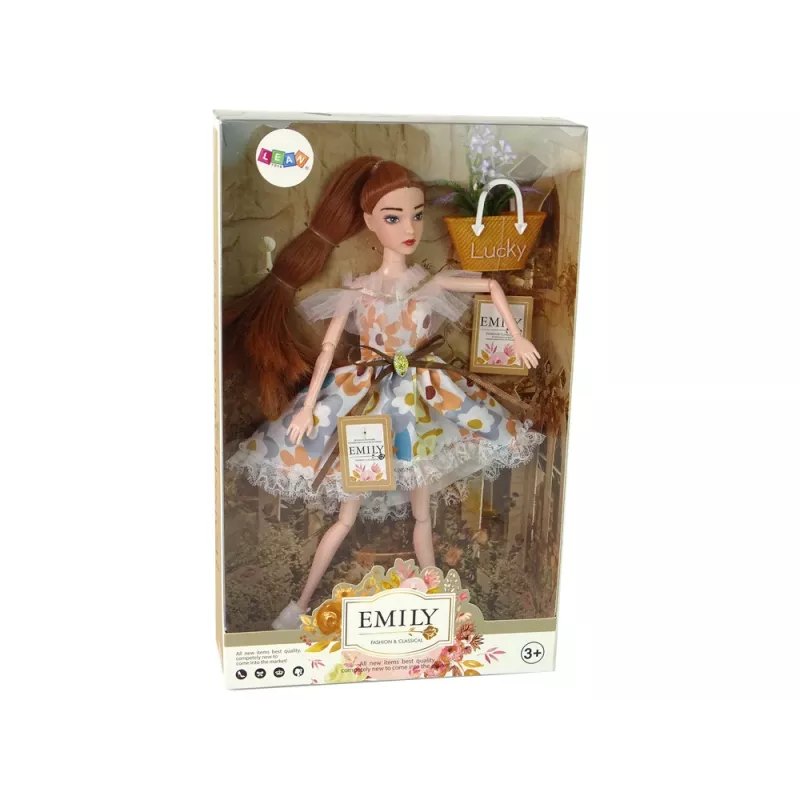LEAN TOYS Boneca bebé Emily outono cabelo ruivo com flores