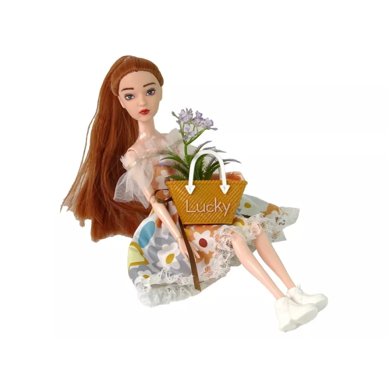 LEAN TOYS Boneca bebé Emily outono cabelo ruivo com flores
